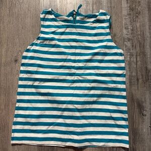 LOFT Blue and White Striped Sleeveless Top summer casual